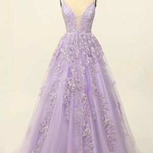 (L) Lilac Flower Embroidered Gown